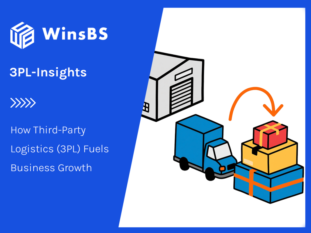 Warehouse with truck loading goods beside WinsBS logo and blog title, symbolizing 3PL fulfillment and order fulfillment services.