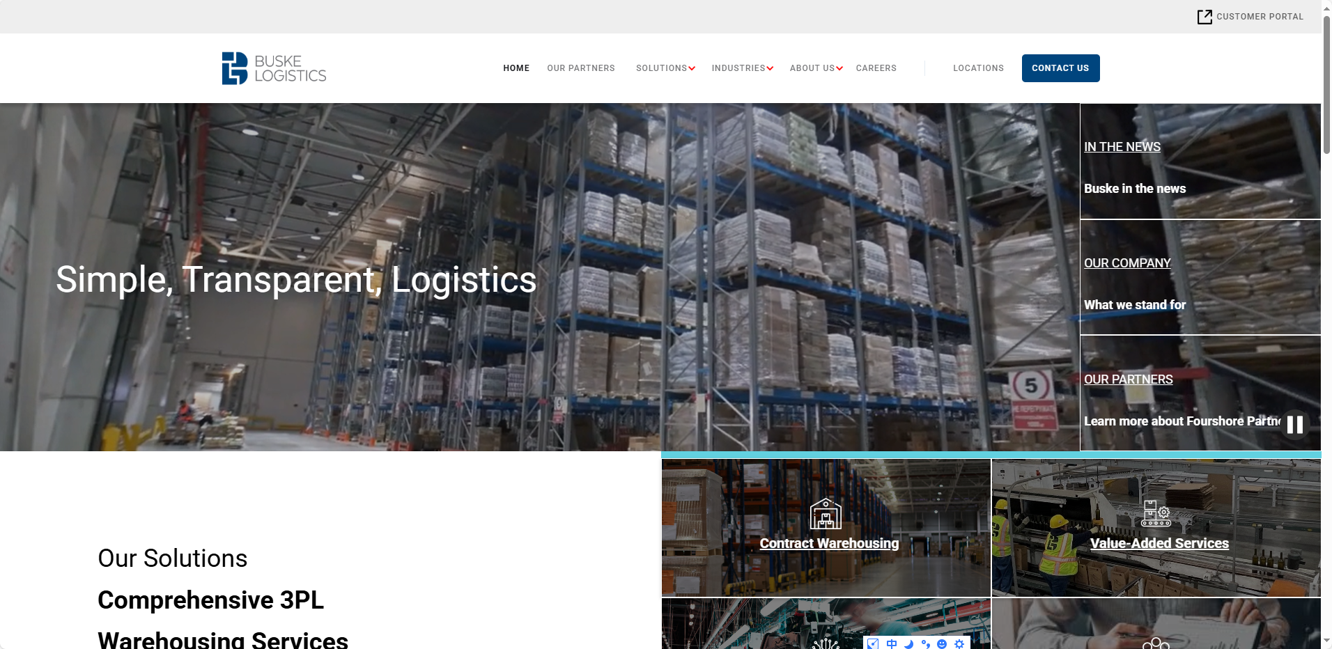 Buske Logistics homepage preview — apparel warehousing specialist