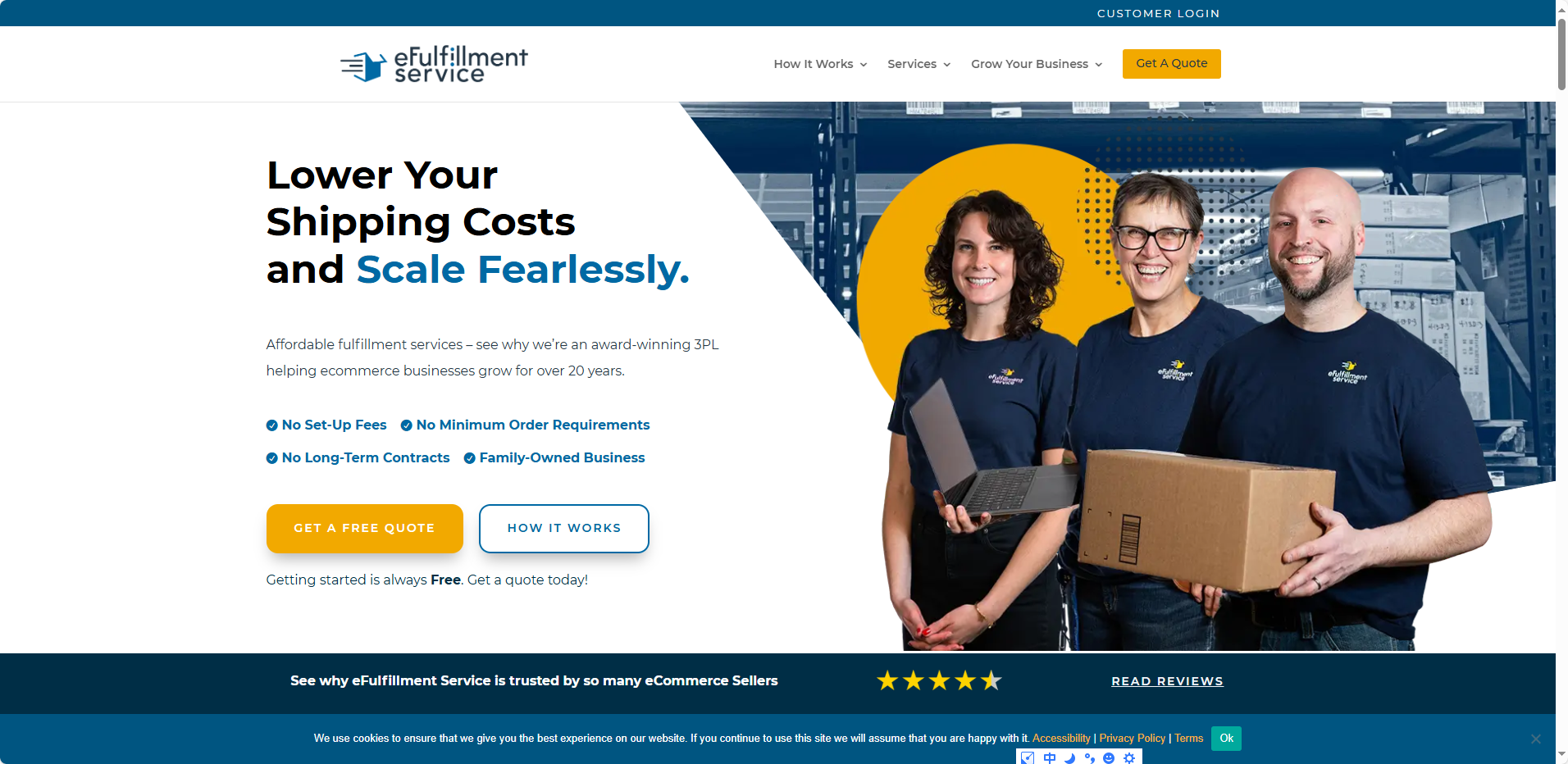 eFulfillment Service homepage preview — DTC apparel 3PL