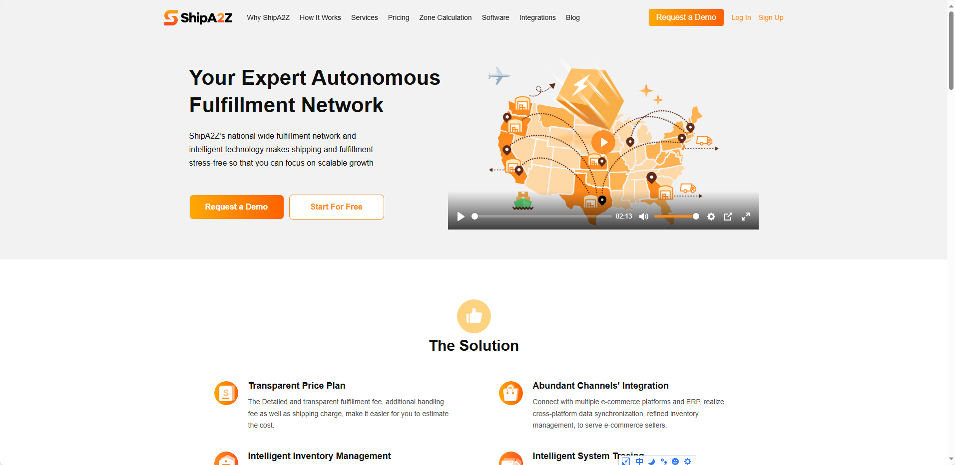 ShipA2Z homepage preview — China to U.S. DDP 3PL