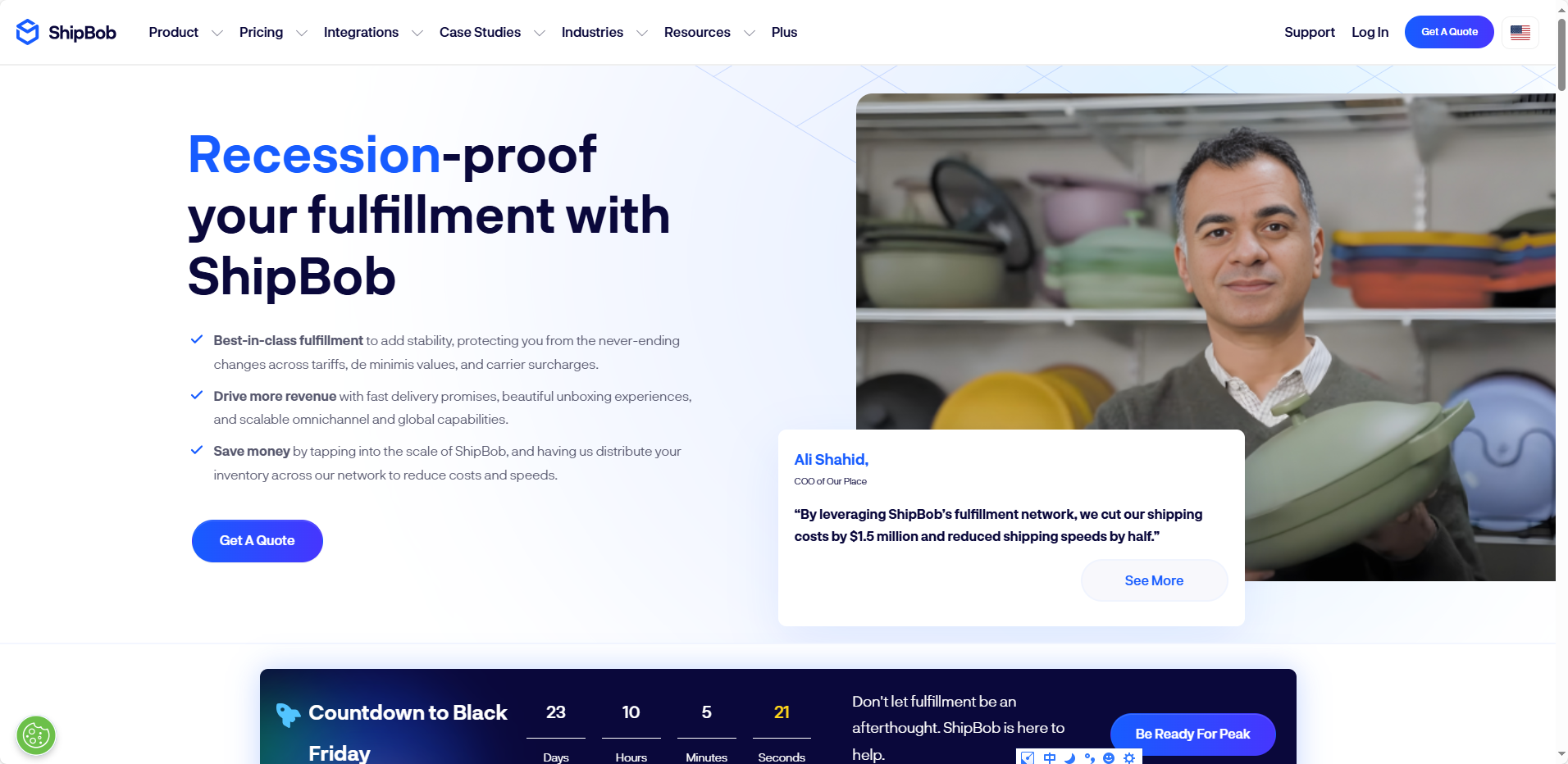ShipBob homepage preview — DTC apparel fulfillment network