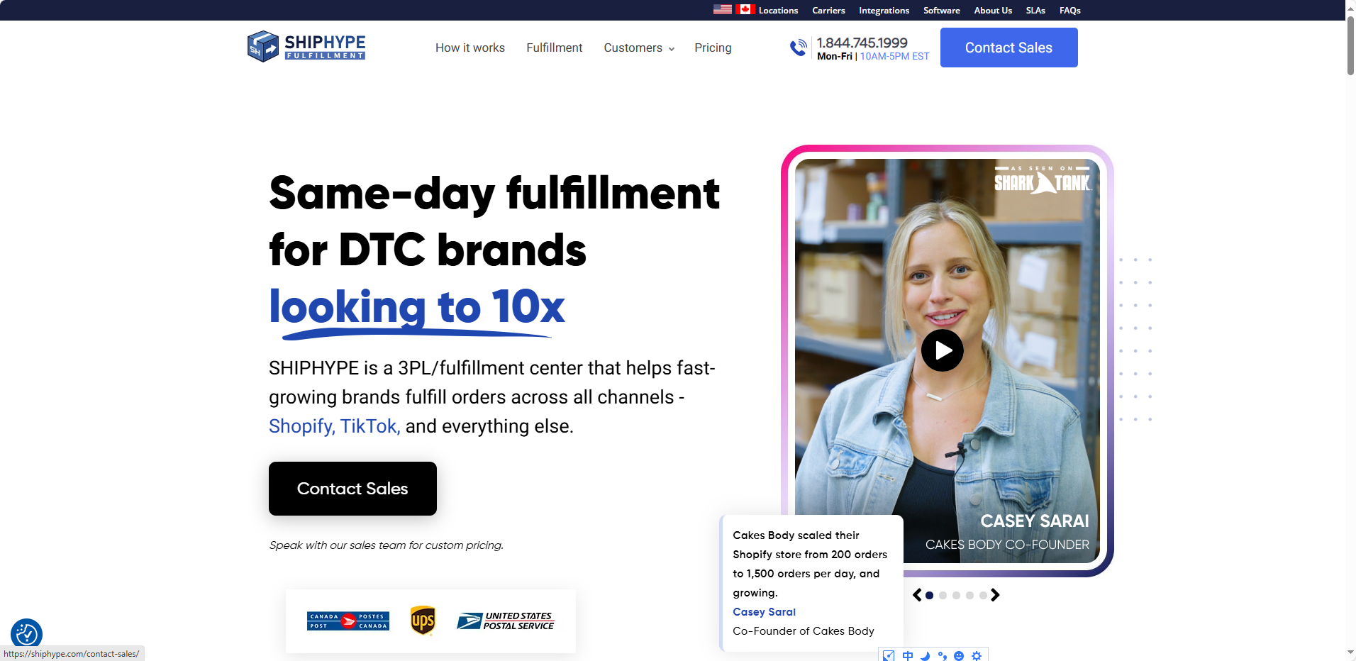 SHIPHYPE homepage preview — SMB 3PL
